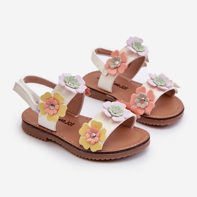 Sandalias Infantiles Decoradas con Flores Tinette Multicolor blanco 1
