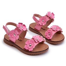 Sandalias Infantiles Lacadas Decoradas con Flores, Tinette Rosa rosado 5