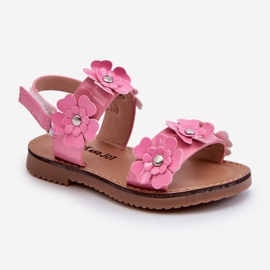 Sandalias Infantiles Lacadas Decoradas con Flores, Tinette Rosa rosado 4