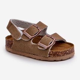 Sandalias infantiles con plataforma de corcho, cierre con velcro, Caqui Rorria beige 6