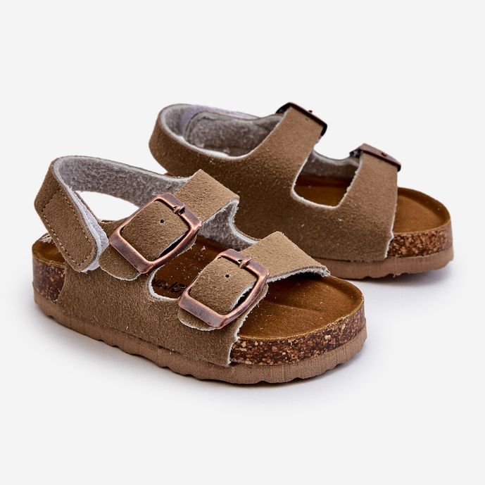 Sandalias infantiles con plataforma de corcho, cierre con velcro, Caqui Rorria beige 1