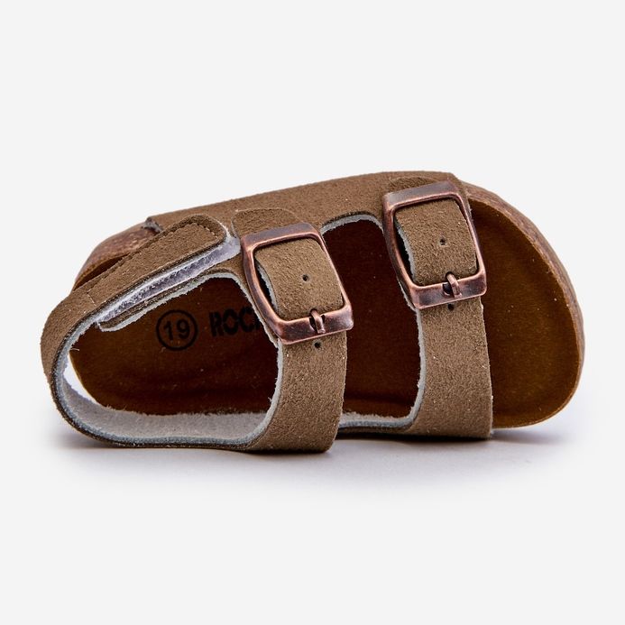 Sandalias infantiles con plataforma de corcho, cierre con velcro, Caqui Rorria beige 2