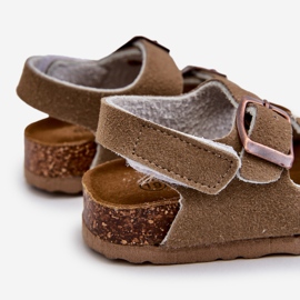 Sandalias infantiles con plataforma de corcho, cierre con velcro, Caqui Rorria beige 3