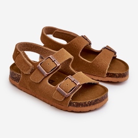 Sandalias infantiles con plataforma de corcho, cierre con velcro, Camel Rorria marrón 1