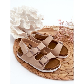 Sandalias de niña con plataforma de corcho, cierre con velcro, Beige Rorria 5