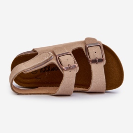 Sandalias de niña con plataforma de corcho, cierre con velcro, Beige Rorria 1