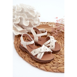 Sandalias infantiles con cierre de velcro y flores, blanco Nestalee 4