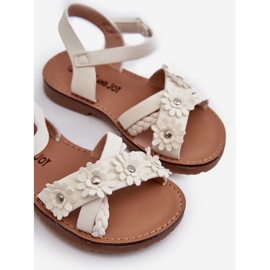 Sandalias infantiles con cierre de velcro y flores, blanco Nestalee 3