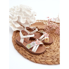 Sandalias infantiles con cierre de velcro y flores, blanco Nestalee 4