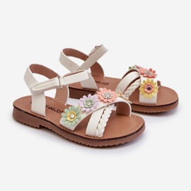 Sandalias infantiles con cierre de velcro y flores, blanco Nestalee 1