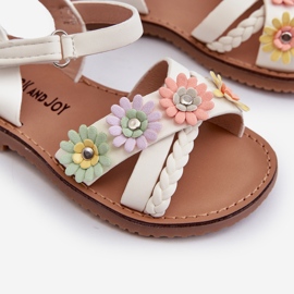 Sandalias infantiles con cierre de velcro y flores, blanco Nestalee 3