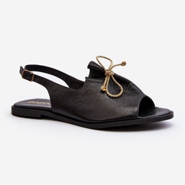 Zazoo 2898 Sandalias Planas De Piel Negro 2