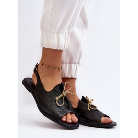 Zazoo 2898 Sandalias Planas De Piel Negro 4