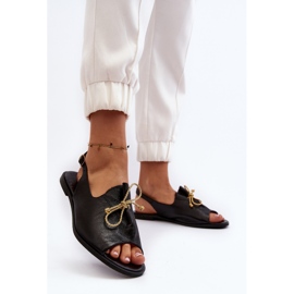 Zazoo 2898 Sandalias Planas De Piel Negro 5