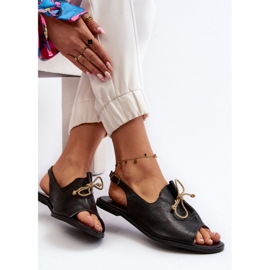 Zazoo 2898 Sandalias Planas De Piel Negro 8