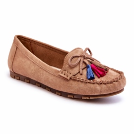 Seastar Mocasines de gamuza para mujeres con arco y flecos beige oscuro 1 Seastar Mocasines de gamuza para mujeres con arco y flecos beige oscuro 1
