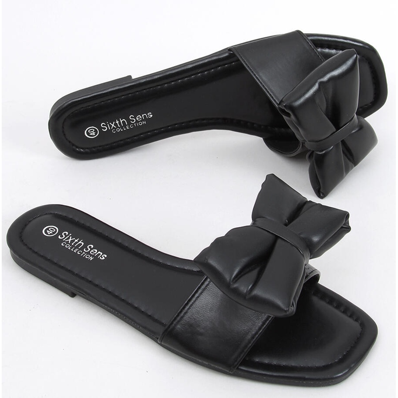 Pantuflas Mili Negras con lazo negro 1 Pantuflas Mili Negras con lazo negro 1