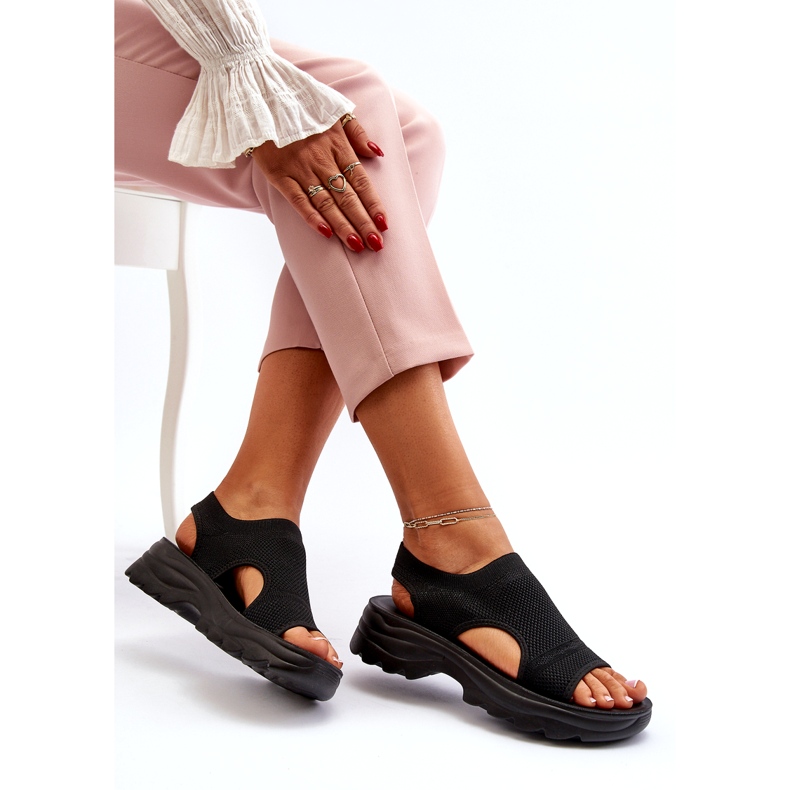 Sandalias Deportivas De Mujer Con Suela Gruesa, Negro 4