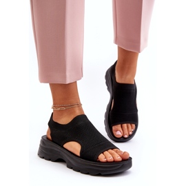 Sandalias Deportivas De Mujer Con Suela Gruesa, Negro 2