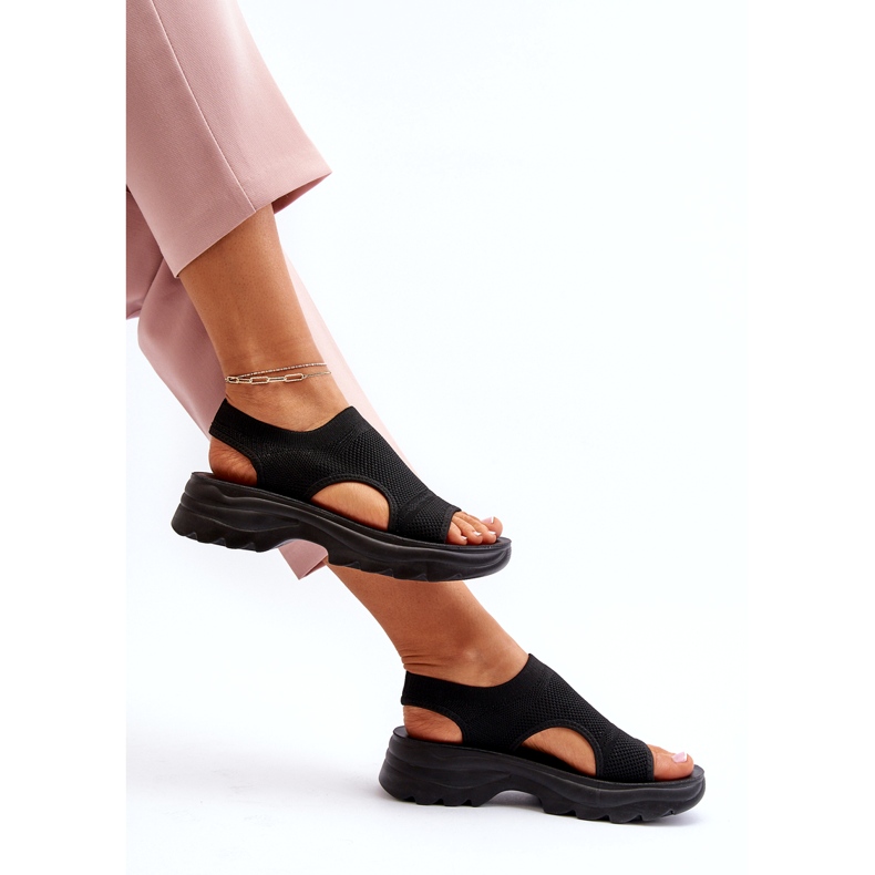 Sandalias Deportivas De Mujer Con Suela Gruesa, Negro 3