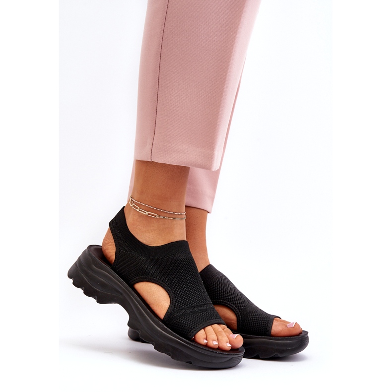 Sandalias Deportivas De Mujer Con Suela Gruesa, Negro 1