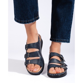 Sandalias mujer azul marino con hebillas 3