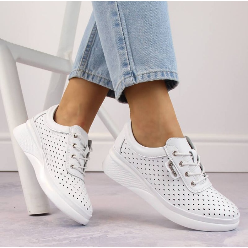 Zapatos cuña piel calada Vinceza W JAN274, blanco 1 Zapatos cuña piel calada Vinceza W JAN274, blanco 1