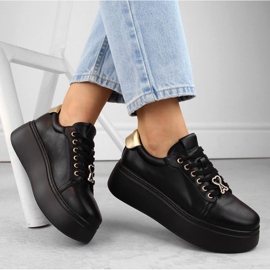 Vinceza W JAN313 Zapatos plataforma piel negro 1