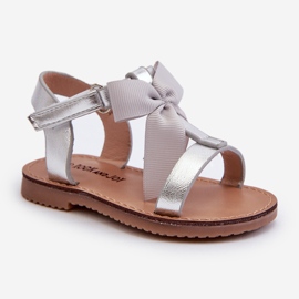 Sandalias infantiles con lazo de velcro plateado Joratia plata 5