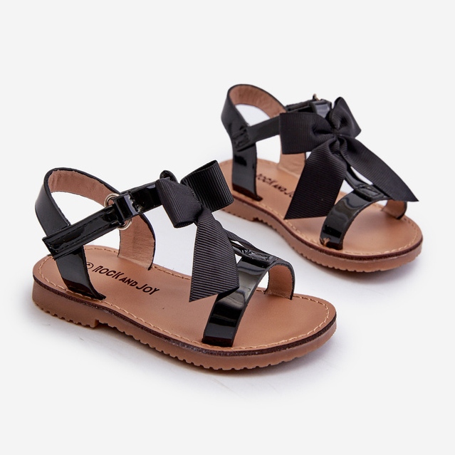 Sandalias infantiles charol con lazo velcro, Negro Joratia 1