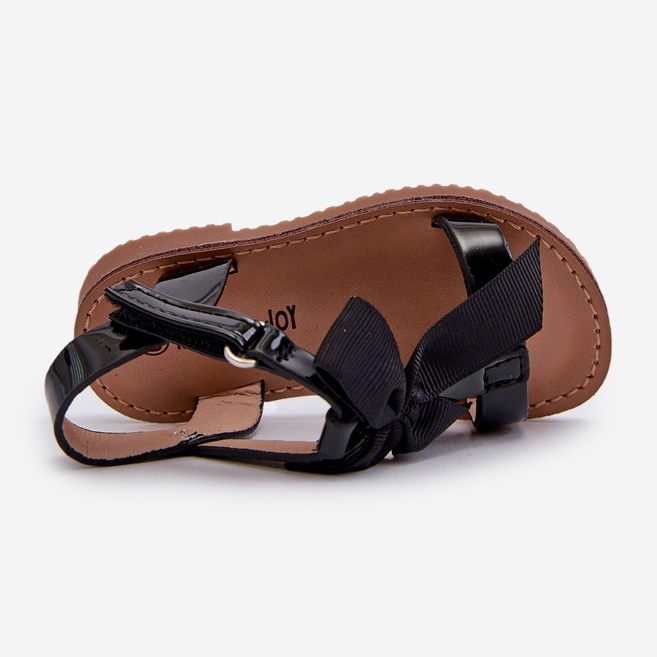 Sandalias infantiles charol con lazo velcro, Negro Joratia 2