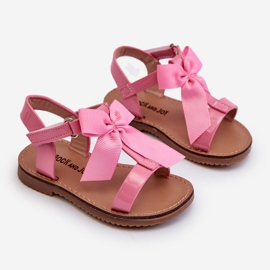 Sandalias infantiles de charol con lazo de velcro rosa Joratia 1