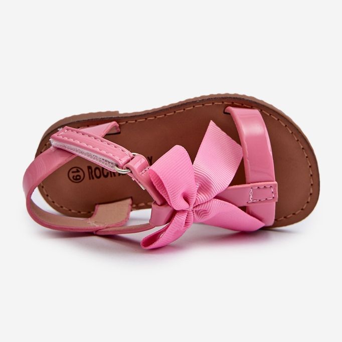 Sandalias infantiles de charol con lazo de velcro rosa Joratia rosado 2