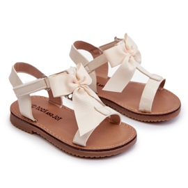 Sandalias infantil charol con lazo de velcro beige claro Joratia 4