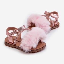 Sandalias Infantiles Con Velcro Y Pelo, Rosa Rosavere rosado 3
