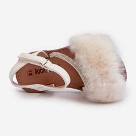 Sandalias Infantiles Con Velcro Y Pelo, Blanco Rosavere 1 Sandalias Infantiles Con Velcro Y Pelo, Blanco Rosavere 1