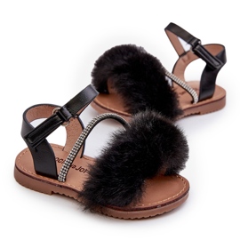 Sandalias Infantiles con Velcro y Pelo, Negro Rosavere 6