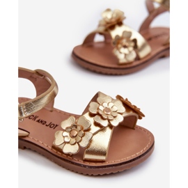 Sandalias Infantiles Decoradas con Flores, Cierre con Velcro, Dorado Fagossa 3