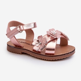 Sandalias Infantiles Decoradas con Flores, Cierre con Velcro, Rosa Fagossa rosado 6