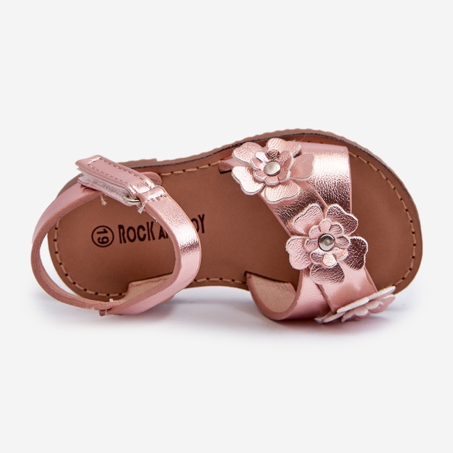 Sandalias Infantiles Decoradas con Flores, Cierre con Velcro, Rosa Fagossa 2