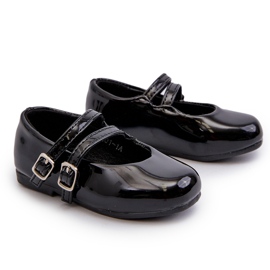 Bailarinas infantiles con tiras en charol, Negro Margenis 6