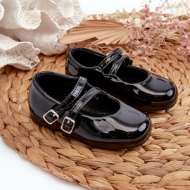 Bailarinas infantiles con tiras en charol, Negro Margenis 4