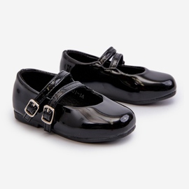 Bailarinas infantiles con tiras en charol, Negro Margenis 1