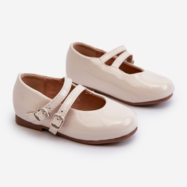 Bailarinas infantiles con tiras en charol, Beige Margenis 1