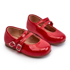 Bailarinas infantiles de charol con tiras Margenis rojo 6