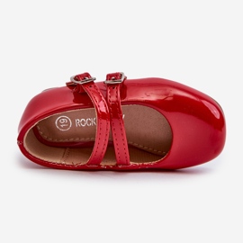 Bailarinas infantiles de charol con tiras Margenis rojo 2