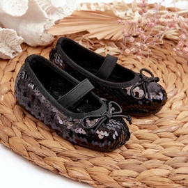 Bailarinas infantiles decoradas con lentejuelas, Black Weries negro 5