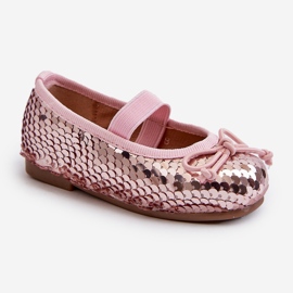 Bailarinas infantiles decoradas con lentejuelas, rosa Weries rosado 5
