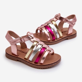 Sandalias Gladiadoras Infantiles con Cierre de Velcro, Multicolor Radovia rosa 2