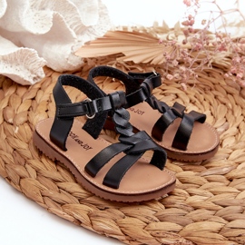 Sandalias de niña con cierre de velcro, Negro, Sarniema 4